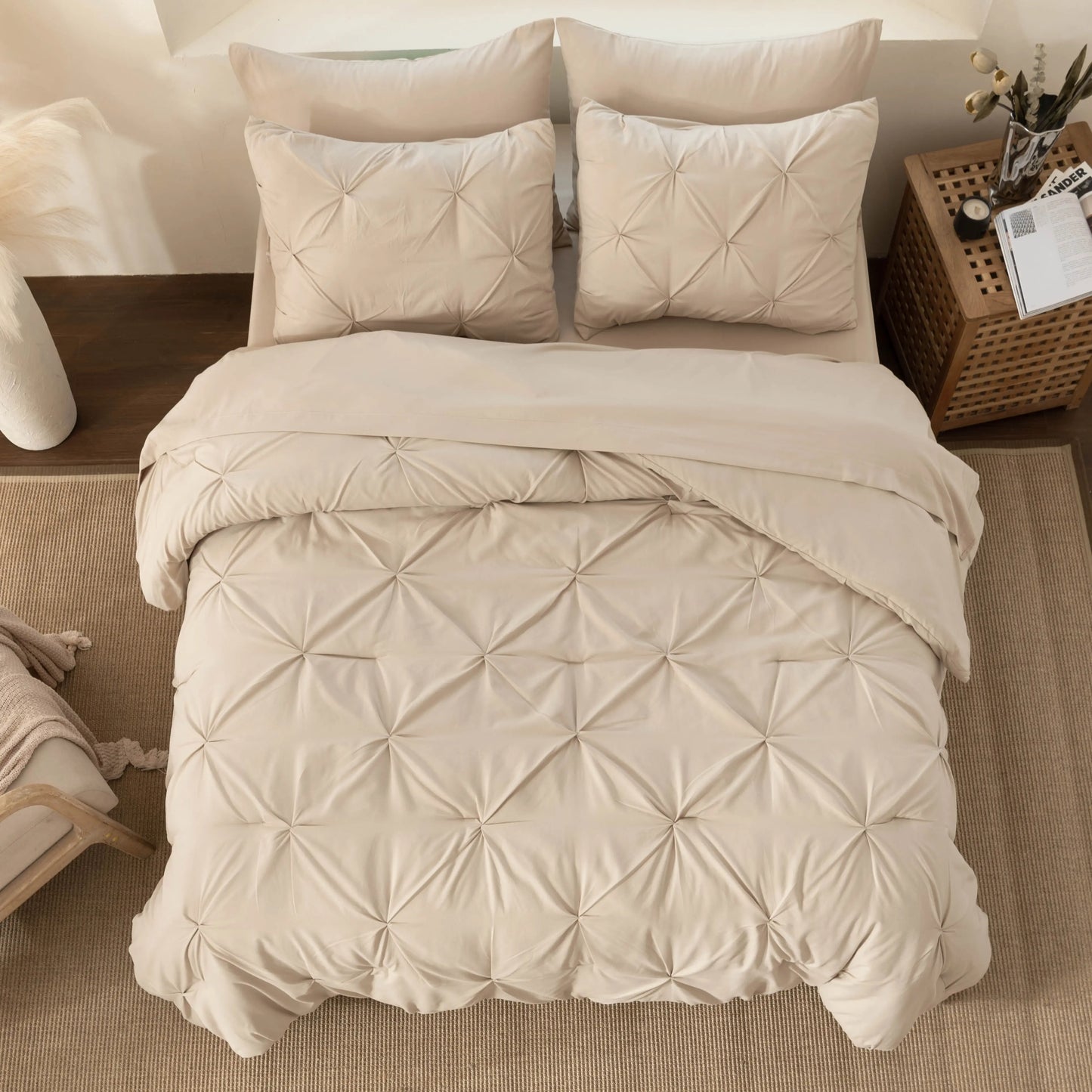 【Summer Wins】Downcool 7Pcs Comforter Sets, Multi-Color Bedding Sets , All Season down Alternative Bedding Comforter Sets with Comforter, Flat Sheet, Fitted Sheet, 2 Pillow Shams & 2 Pillowcases, Pink Bedroom Accessories#Tiktokshopmemorialday