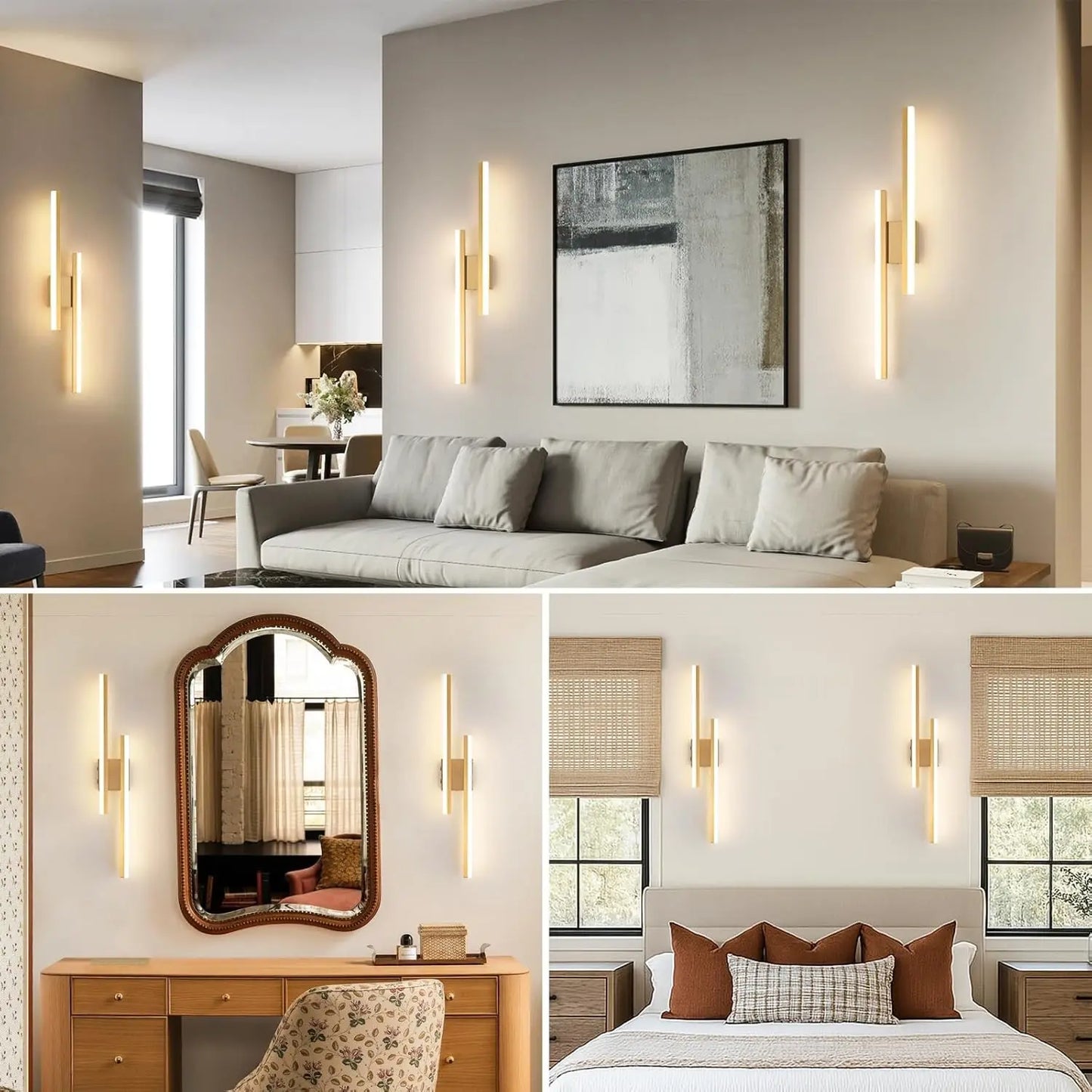 Modern Rechargeable LED Wall Light, Led Wall Sconce, Dimmable Wall Lamp, Remote Control Brightness & Color Temperature Adjustment, Timer Function, 40Cm, Bedroom, Living Room, Dining Room