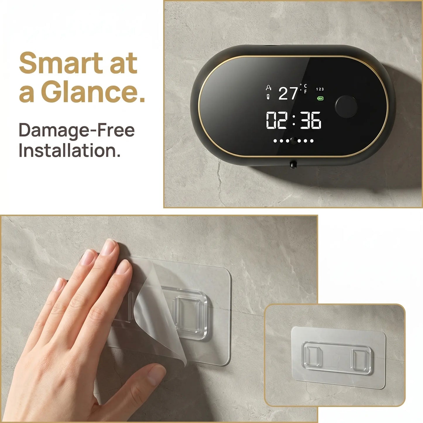 Automatic Soap Dispenser, 500ML Touchless Foaming Soap Dispenser, 3 Adjustable Levels, USB Rechargeable Wall Mounted Electric Soap Dispenser with Infrared Sensor, LED Display, IPX5 Waterproof for Bathroom Kitchen Hotel Commercial (Black)#Summervibes