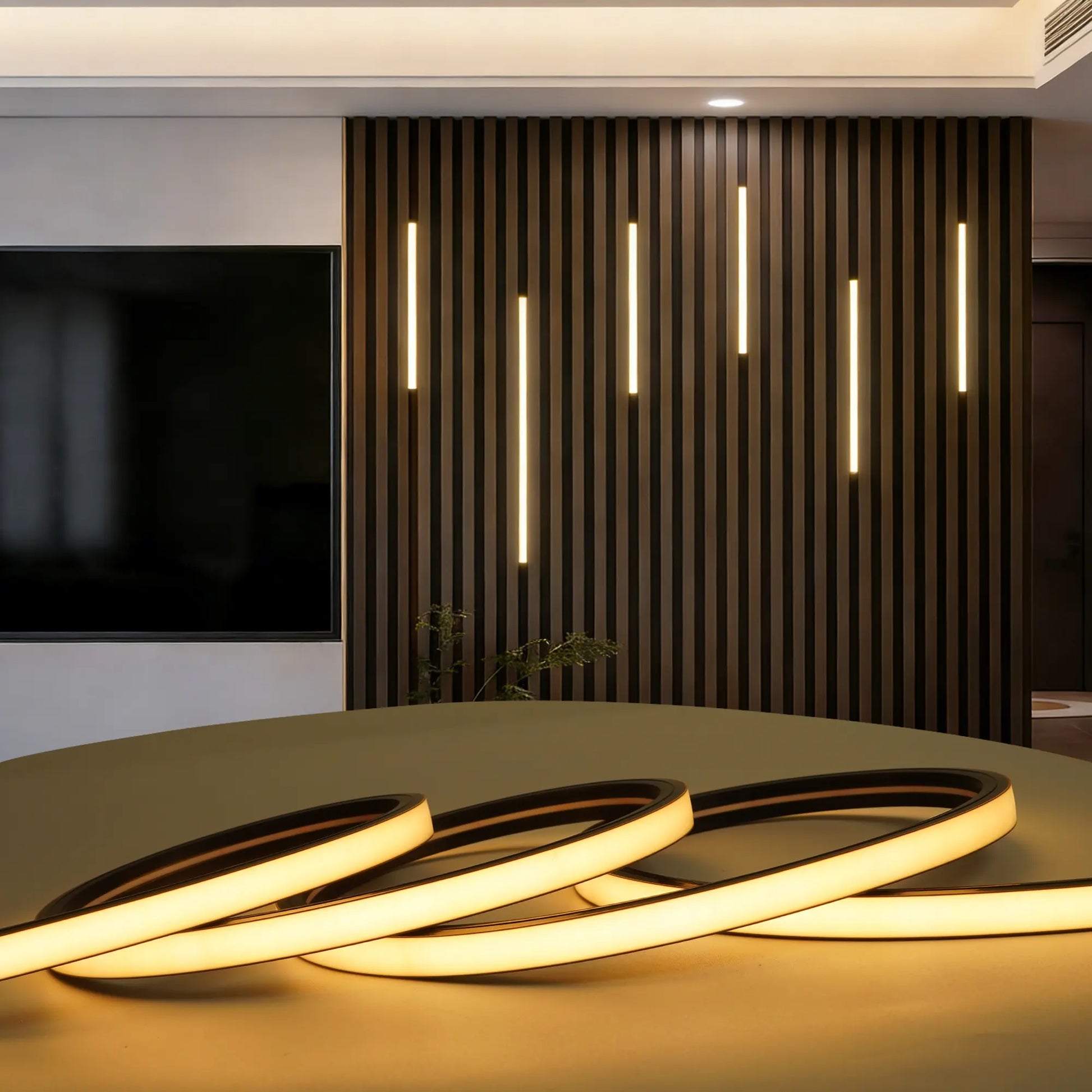 6PCS LED Recessed Light Kit for Wood Slat Wall Panels, Black Silicone Wall Panel Lights, 3000K Warm White, 24V Dimmable Touch Sensor Ambient Lighting Led Lights