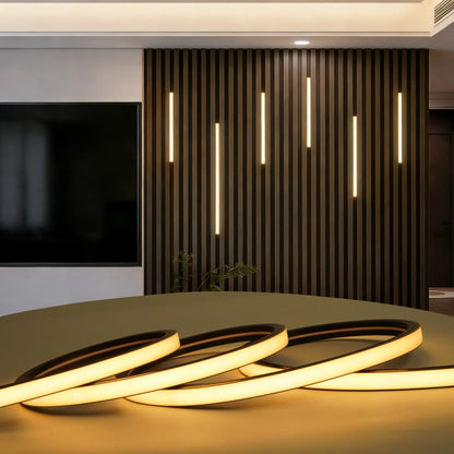 6PCS LED Recessed Light Kit for Wood Slat Wall Panels, Black Silicone Wall Panel Lights, 3000K Warm White, 24V Dimmable Touch Sensor Ambient Lighting Led Lights