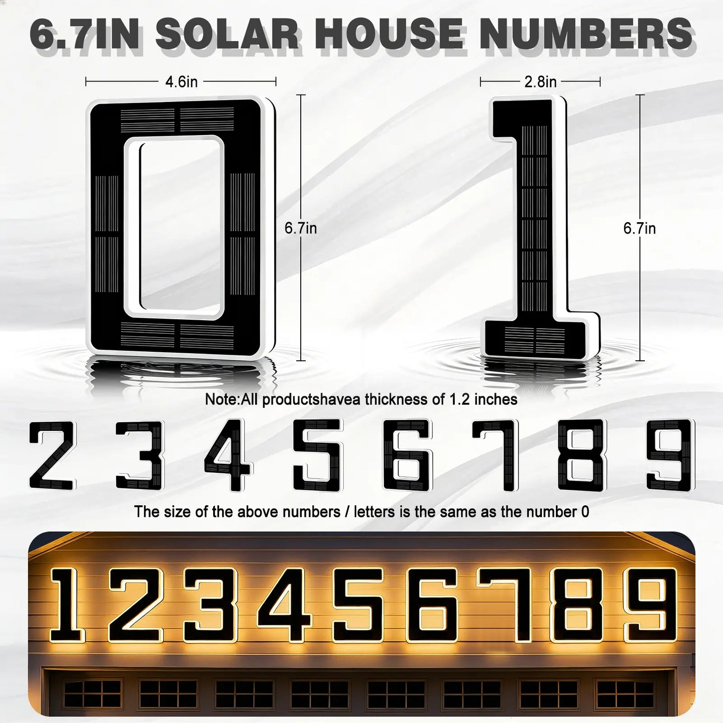 ISUNMEA 6.7 Inch Solar Lighted House Numbers for Outside, Light up Waterproof LED Address Signs for Houses, Backlit Illuminated Exterior Modern House Numbers Light