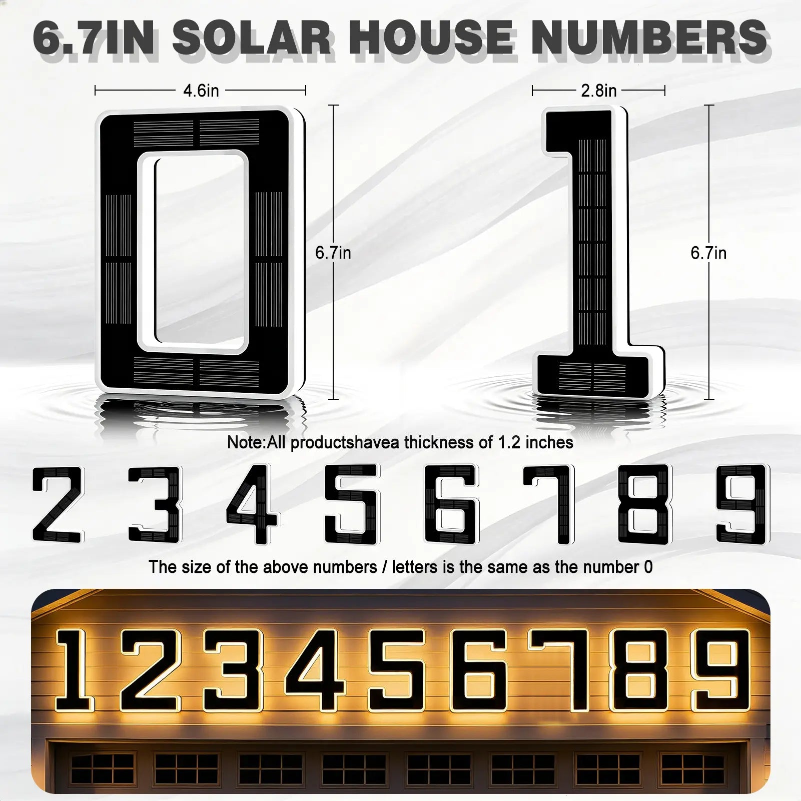 ISUNMEA 6.7 Inch Solar Lighted House Numbers for Outside, Light up Waterproof LED Address Signs for Houses, Backlit Illuminated Exterior Modern House Numbers Light