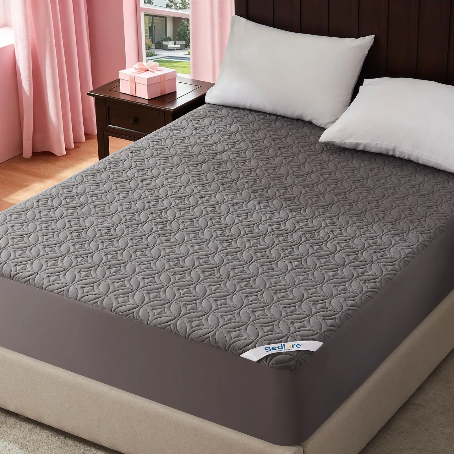 【Summerwins】Bedlore Cooling Waterproof Fitted Sheet Big Copper Coins | Bamboo Deep Pocket Mattress Cover | Soft Breathable Non-Slip]