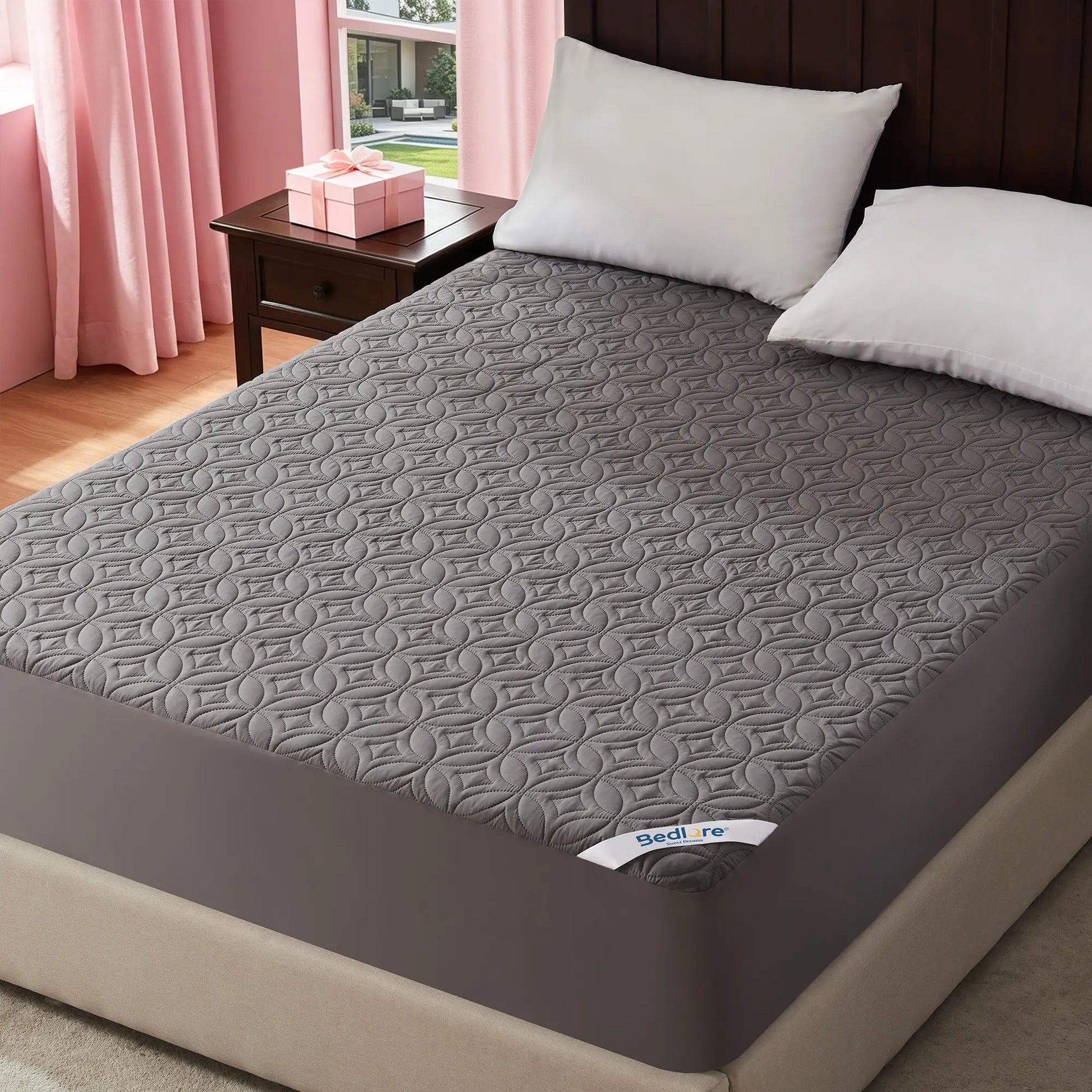 【Summerwins】Bedlore Cooling Waterproof Fitted Sheet Big Copper Coins | Bamboo Deep Pocket Mattress Cover | Soft Breathable Non-Slip]