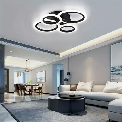 Modern LED Ceiling Light, 4-Light Ring Acrylic Recessed Ceiling Lamp, Living Room Bedroom Kitchen Dining Office Use, Interior Lights, Lighting Fixture, 3000K-6500K