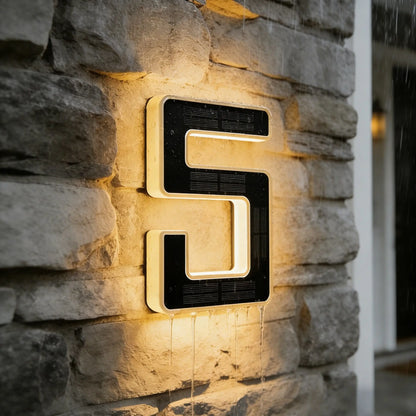 ISUNMEA 6.7 Inch Solar Lighted House Numbers for Outside, Light up Waterproof LED Address Signs for Houses, Backlit Illuminated Exterior Modern House Numbers Light