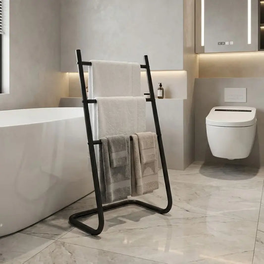 Bathroom Towel Rack without Drilling, Household Multi-Function Towel Storage Hanging Rod, Bathroom Accessories Organizer, Iron Art