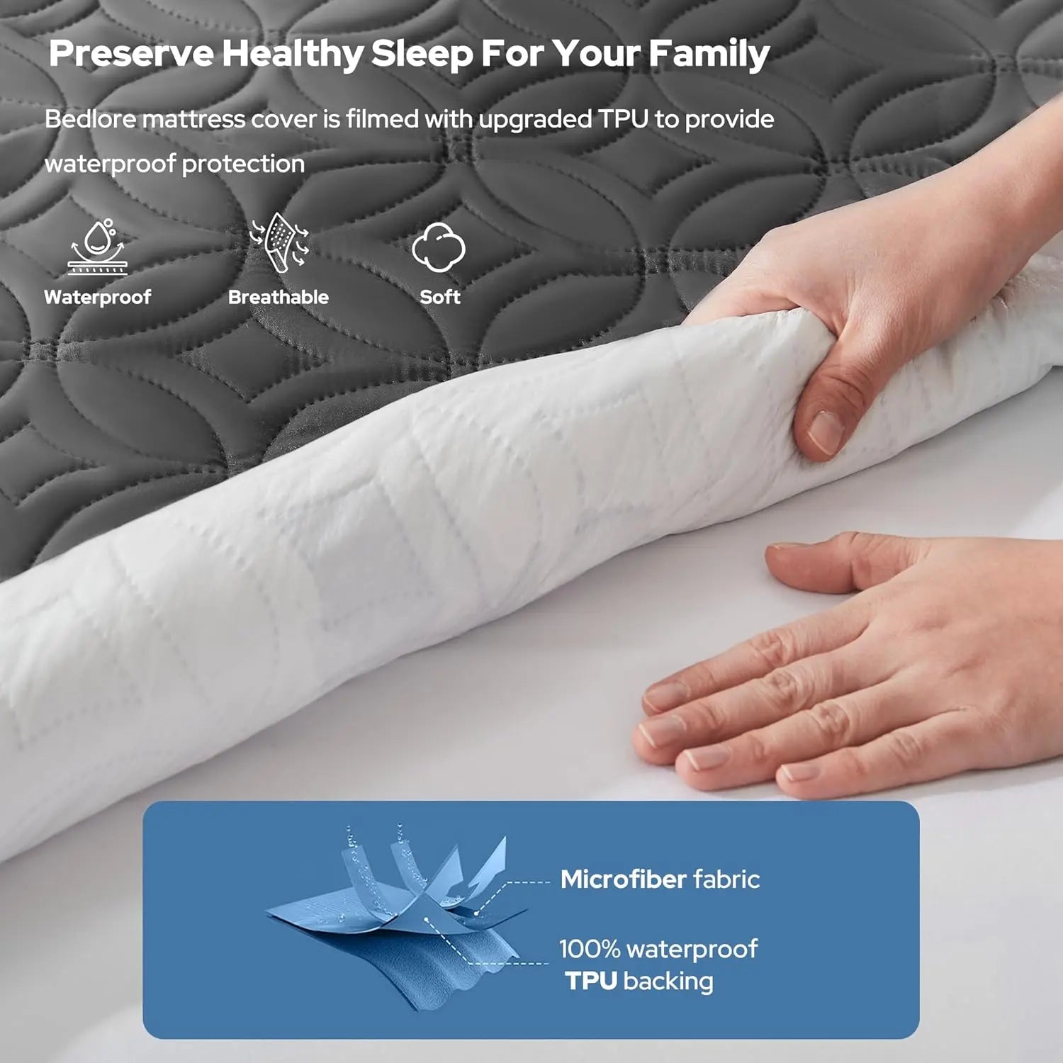 【Summerwins】Bedlore Cooling Waterproof Fitted Sheet Big Copper Coins | Bamboo Deep Pocket Mattress Cover | Soft Breathable Non-Slip]