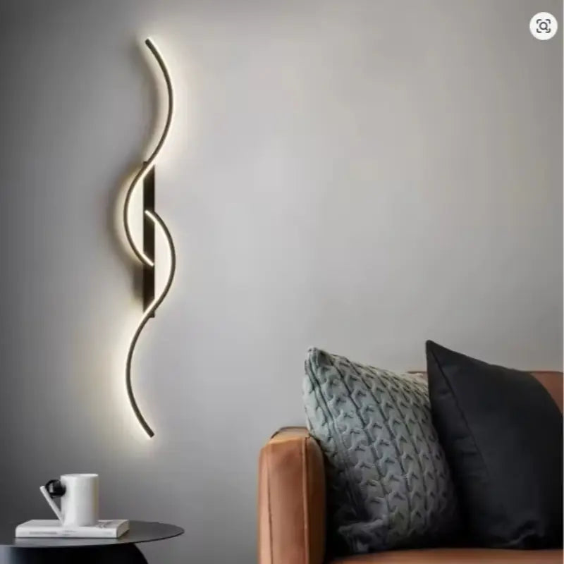 Modern LED Wall Lamp with Wire Control, S-Type Design for Home Decor, Warm Light, Ambient Lighting, Led Mood Light, Suitable for TV Background, Headboard, Corridor, Decorative Wall Light
