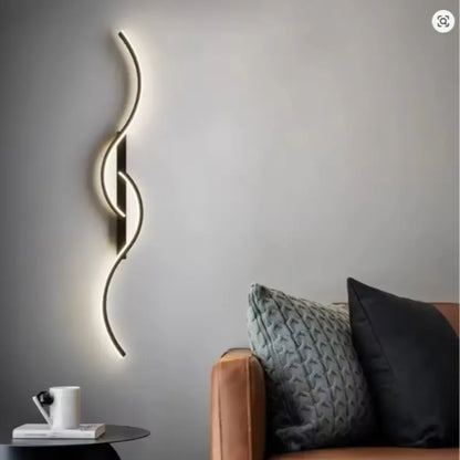 Modern LED Wall Lamp with Wire Control, S-Type Design for Home Decor, Warm Light, Ambient Lighting, Led Mood Light, Suitable for TV Background, Headboard, Corridor, Decorative Wall Light