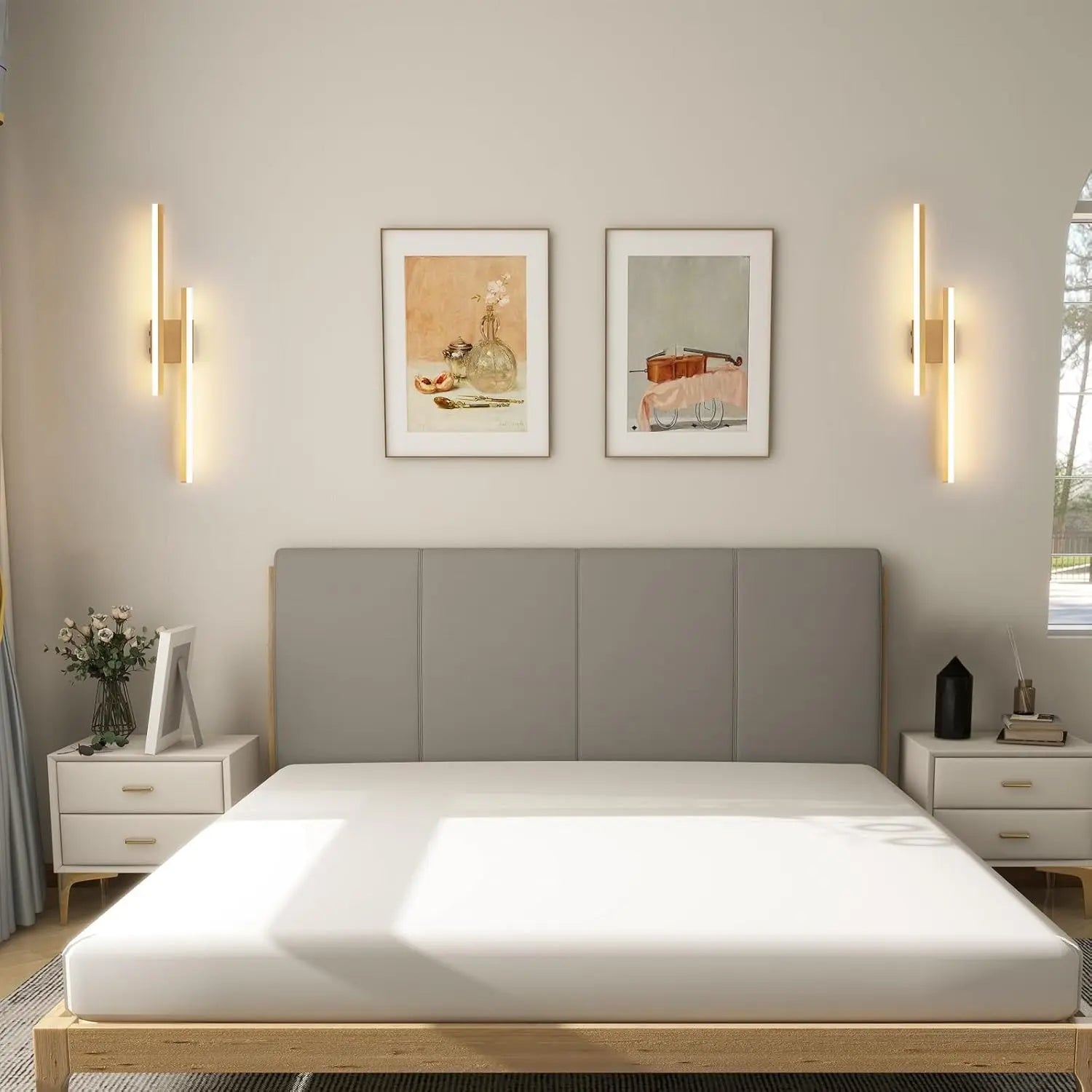 Modern Rechargeable LED Wall Light, Led Wall Sconce, Dimmable Wall Lamp, Remote Control Brightness & Color Temperature Adjustment, Timer Function, 40Cm, Bedroom, Living Room, Dining Room