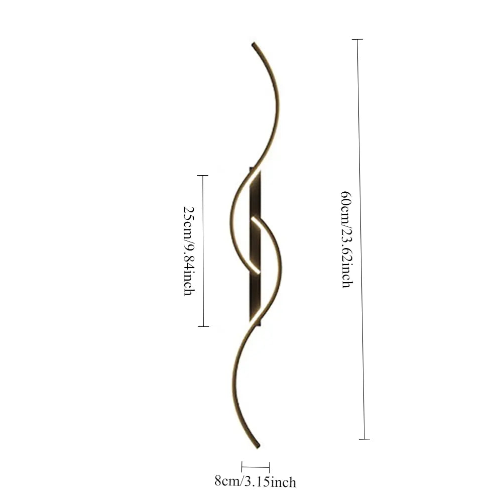 Modern LED Wall Lamp with Wire Control, S-Type Design for Home Decor, Warm Light, Ambient Lighting, Led Mood Light, Suitable for TV Background, Headboard, Corridor, Decorative Wall Light