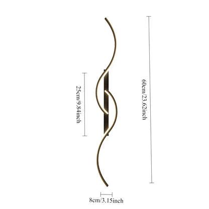 Modern LED Wall Lamp with Wire Control, S-Type Design for Home Decor, Warm Light, Ambient Lighting, Led Mood Light, Suitable for TV Background, Headboard, Corridor, Decorative Wall Light