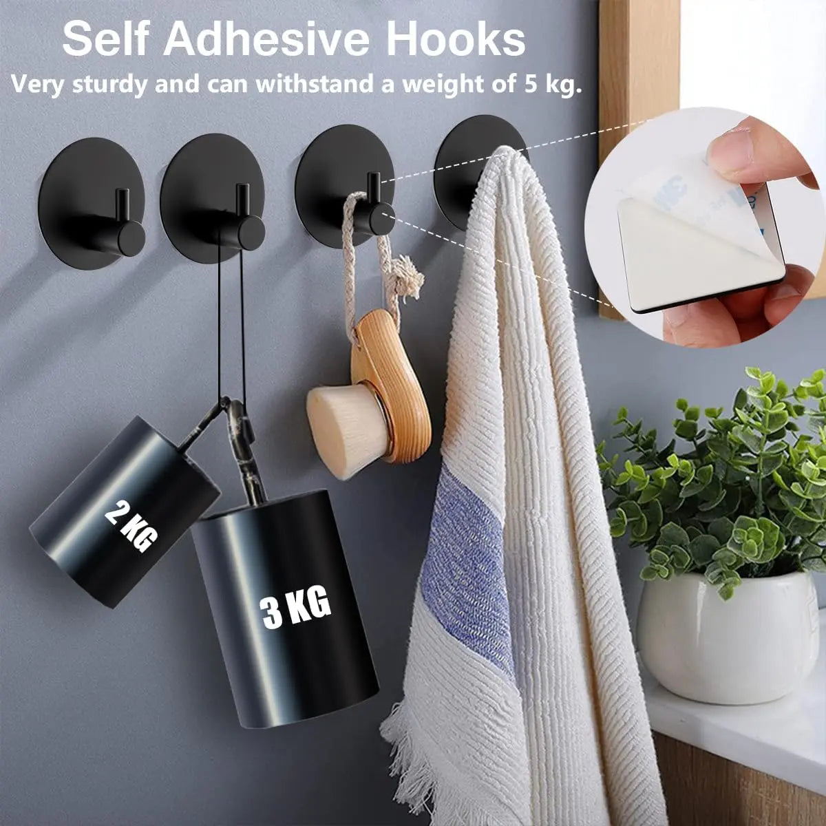 10-Piece Matte Black Stainless Steel Bathroom Hardware Set Includes 2PCS 15.7'' Towel Bars 4PCS Towel Hooks 2PCS Toilet Paper Holder & 2PCS Towel Rings for Modern Bathrooms