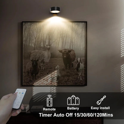 3-Pack 2000Mah Wireless Puck LED Lights - Magnetic, Rechargeable with Remote, Warm Dimmable Picture Frame Lights for Art Frames, Room Decor, Home Accessories, House & Apartment Decor