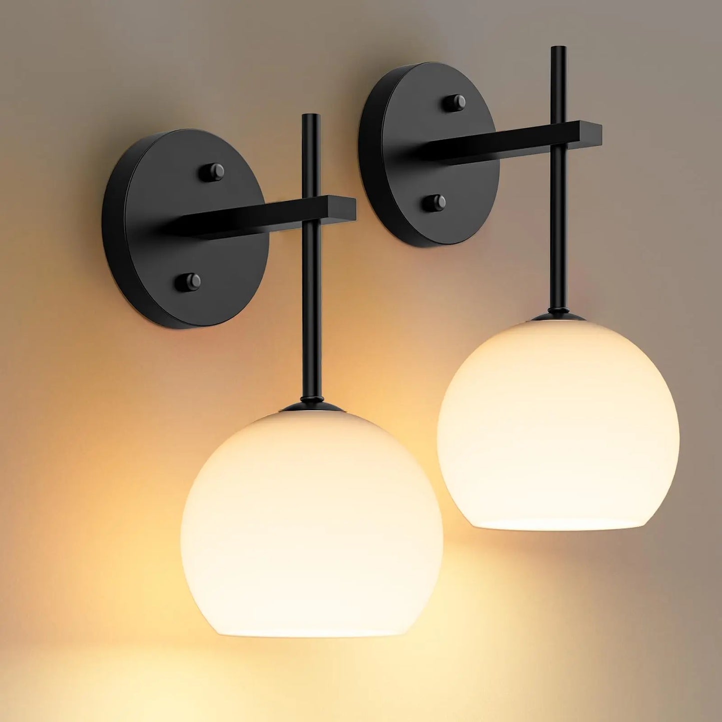 MOITA Wall Sconces Set of Two, Wireless Battery Operated Wall Decor with Remote, Sconces Wall Lighting with Glass Shade, Upward and Downward Installation, 12 RGB Colors and 3 CCT Options