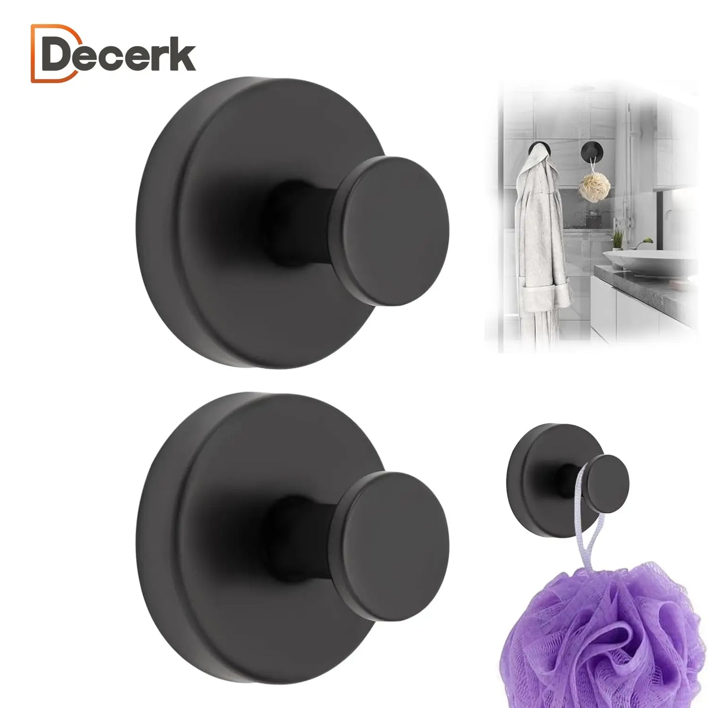 Decerk 2 PCS Suction Cup Hooks Christmas Gift Gadgets Kitchen Home Essentials Suction Hooks Bathroom Accessories Waterproof Reuseable for Shower Bathroom Towel Hooks Shower Hooks Holders Shower Hooks Hanging Towels Loofah Robe