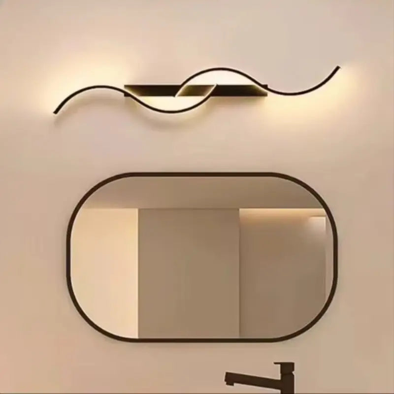 Modern LED Wall Lamp with Wire Control, S-Type Design for Home Decor, Warm Light, Ambient Lighting, Led Mood Light, Suitable for TV Background, Headboard, Corridor, Decorative Wall Light
