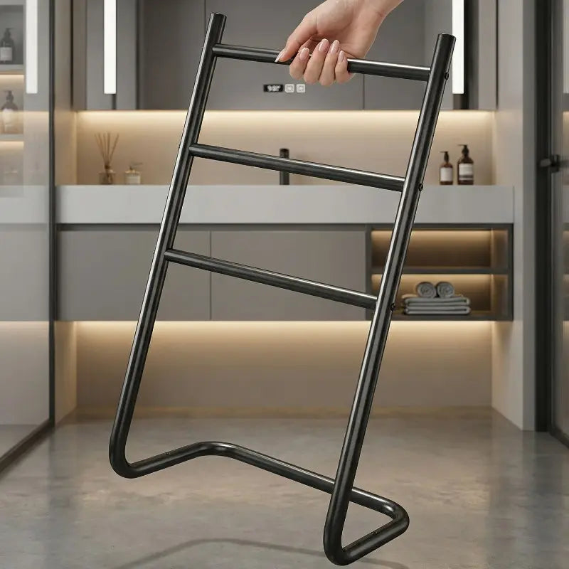 Bathroom Towel Rack without Drilling, Household Multi-Function Towel Storage Hanging Rod, Bathroom Accessories Organizer, Iron Art