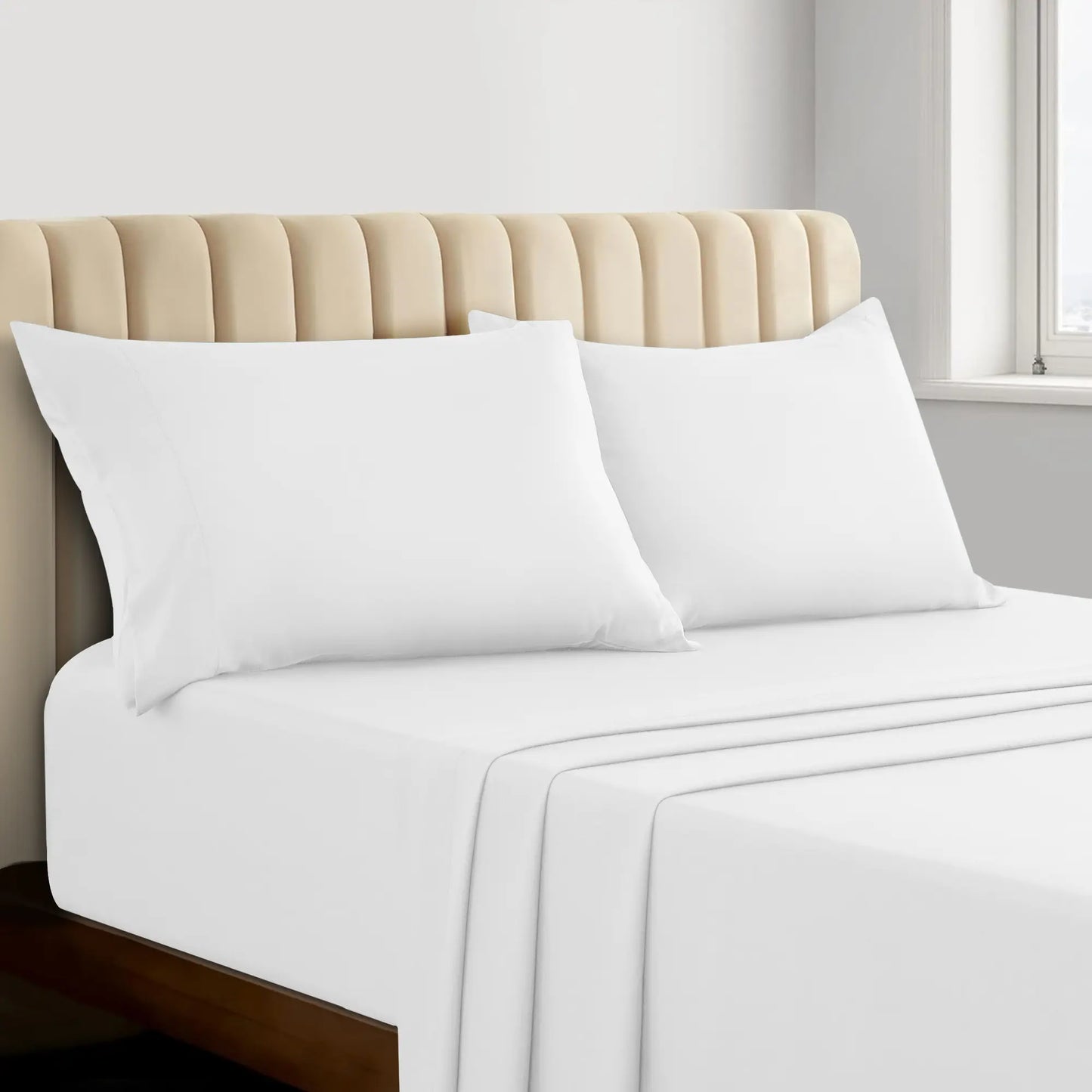 Lux Decor 4Pc Bamboo Blend Bed Sheet, Cooling Sheets & Soft Breathable Hotel Quality Bedding, 16-Inch Deep Fitted Sheet, Wrinkle Free, Machine Washable, Silky Smooth Sheets Set