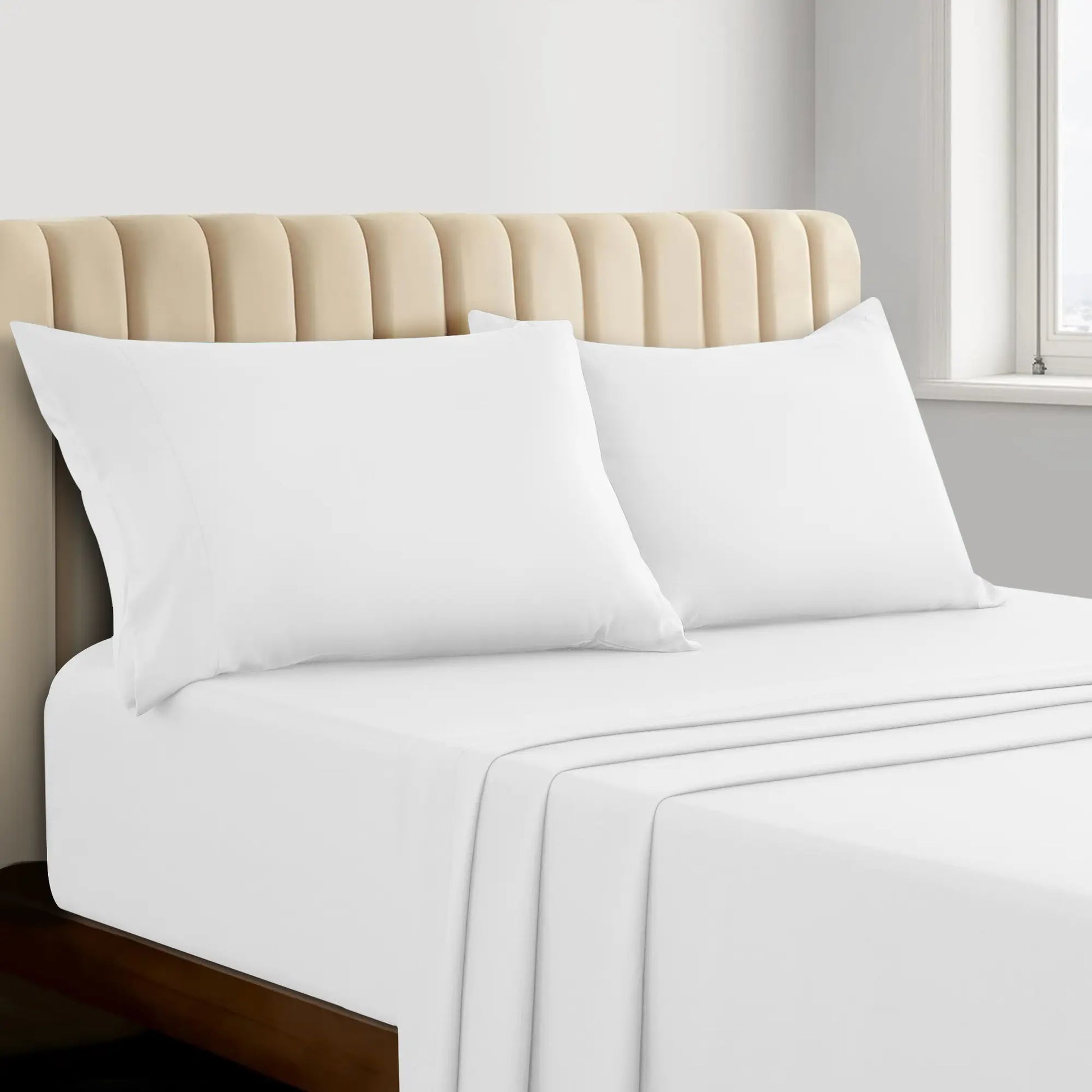 Lux Decor 4Pc Bamboo Blend Bed Sheet, Cooling Sheets & Soft Breathable Hotel Quality Bedding, 16-Inch Deep Fitted Sheet, Wrinkle Free, Machine Washable, Silky Smooth Sheets Set