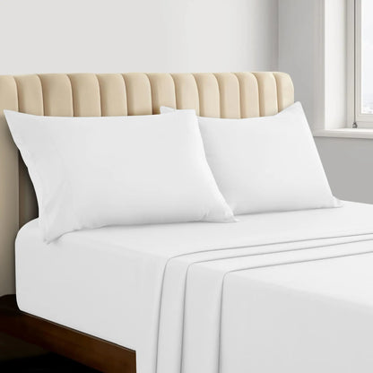 Lux Decor 4Pc Bamboo Blend Bed Sheet, Cooling Sheets & Soft Breathable Hotel Quality Bedding, 16-Inch Deep Fitted Sheet, Wrinkle Free, Machine Washable, Silky Smooth Sheets Set