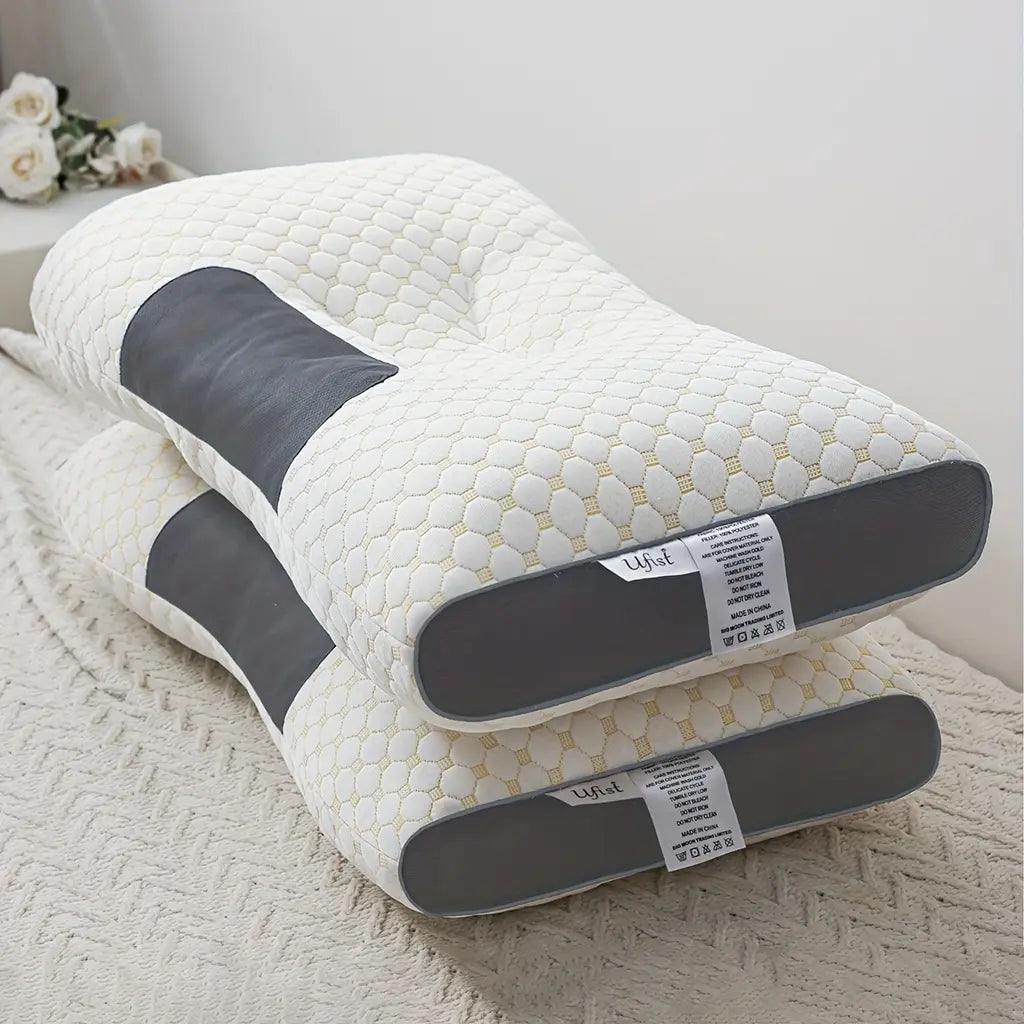 【Weekly Deals】Ufist 2-Pack Ergonomic Neck Low Pillows -Breathable Fabric for Cervical Support, Promotes Deepsleep & Pressure Relief, Ideal for Back and Side Sleeping Positions