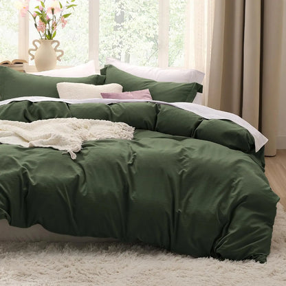 Bedsure Lightweight Soft Duvet Cover - 3 Pieces Prewashed Cotton-Like Polyester Extra Soft Bedding Set, Includes 1 Duvet Cover with Zipper Closure & 2 Pillow Shams, No Comforter