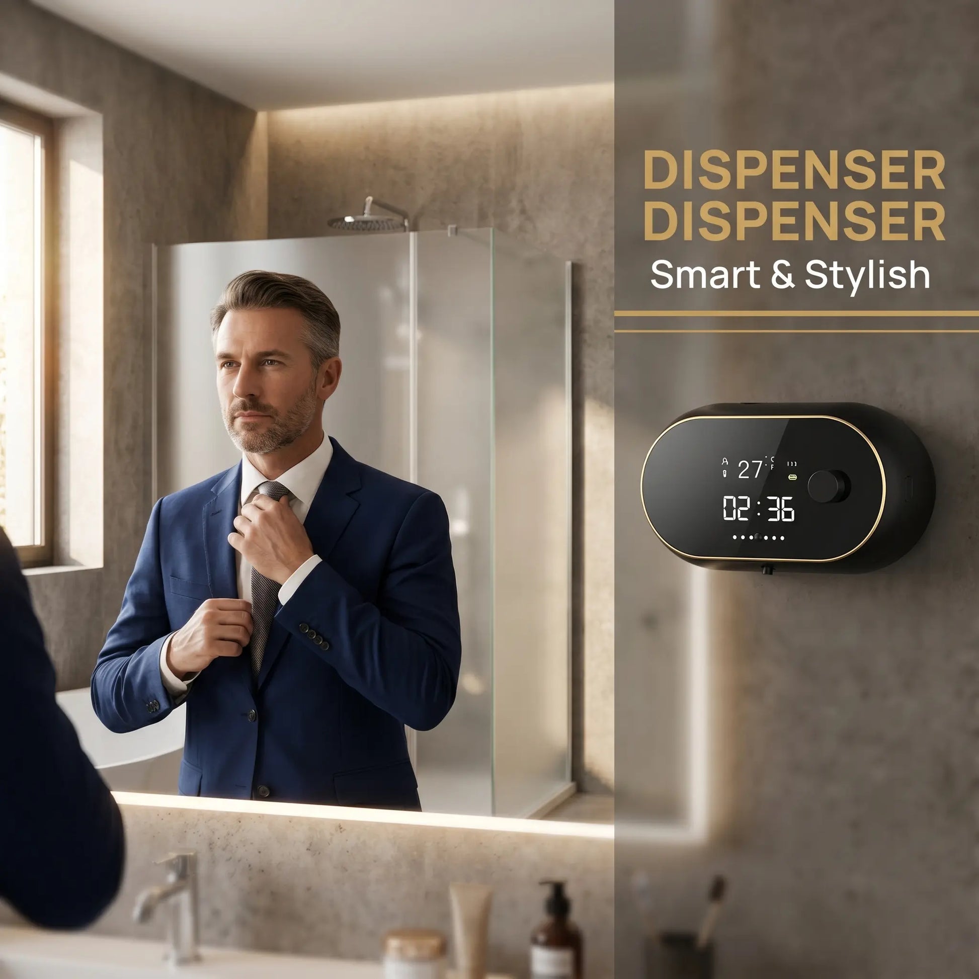 Automatic Soap Dispenser, 500ML Touchless Foaming Soap Dispenser, 3 Adjustable Levels, USB Rechargeable Wall Mounted Electric Soap Dispenser with Infrared Sensor, LED Display, IPX5 Waterproof for Bathroom Kitchen Hotel Commercial (Black)#Summervibes