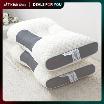 【Weekly Deals】Ufist 2-Pack Ergonomic Neck Low Pillows -Breathable Fabric for Cervical Support, Promotes Deepsleep & Pressure Relief, Ideal for Back and Side Sleeping Positions