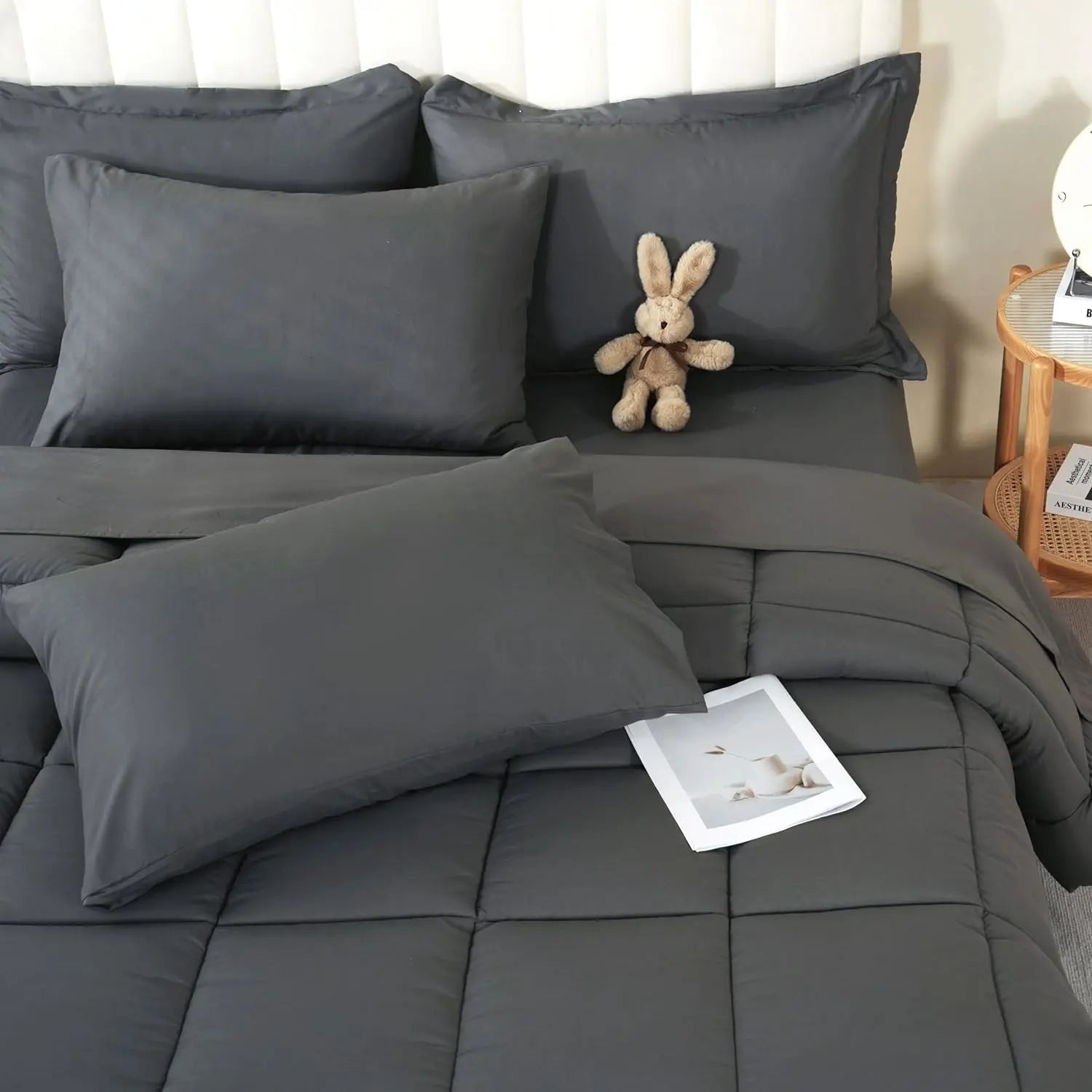 【Summer Wins】Downcool 7Pcs Comforter Sets, Multi-Color Bedding Sets , All Season down Alternative Bedding Comforter Sets with Comforter, Flat Sheet, Fitted Sheet, 2 Pillow Shams & 2 Pillowcases, Pink Bedroom Accessories#Tiktokshopmemorialday