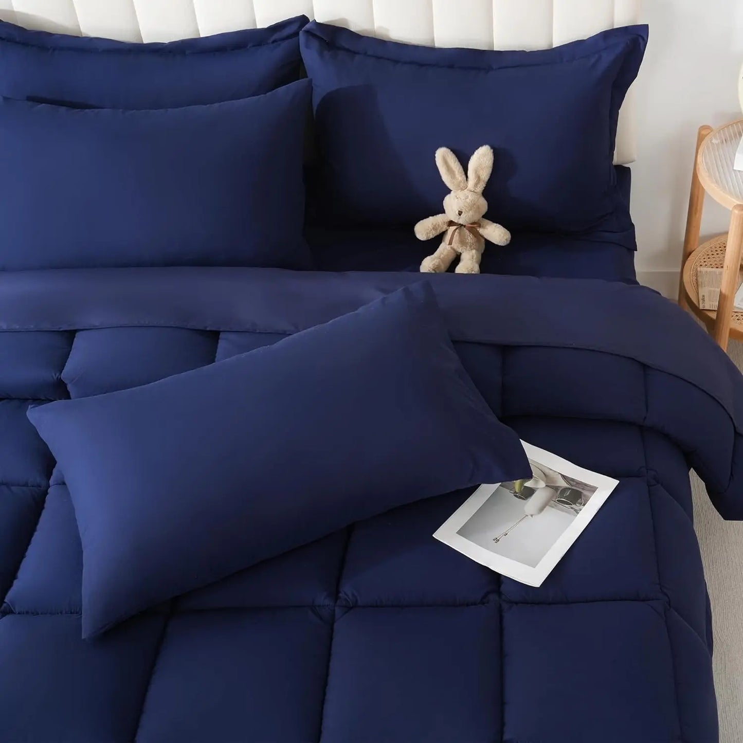【Summer Wins】Downcool 7Pcs Comforter Sets, Multi-Color Bedding Sets , All Season down Alternative Bedding Comforter Sets with Comforter, Flat Sheet, Fitted Sheet, 2 Pillow Shams & 2 Pillowcases, Pink Bedroom Accessories#Tiktokshopmemorialday