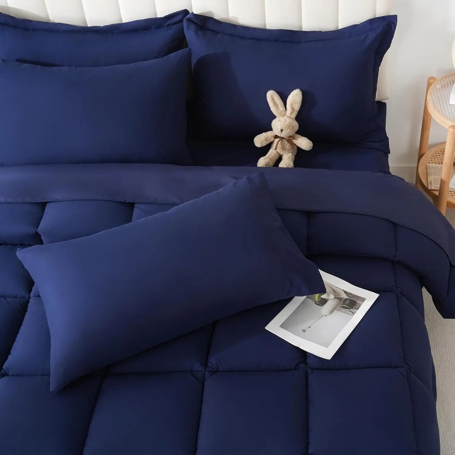 【Summer Wins】Downcool 7Pcs Comforter Sets, Multi-Color Bedding Sets , All Season down Alternative Bedding Comforter Sets with Comforter, Flat Sheet, Fitted Sheet, 2 Pillow Shams & 2 Pillowcases, Pink Bedroom Accessories#Tiktokshopmemorialday