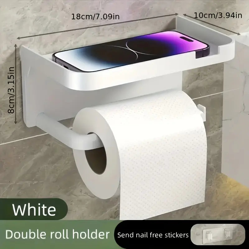 1Pcs Bathroom Toilet Rack/Tissue Rack, Wall-Mounted Toilet Bathroom Toilet Perforated Face Rack, Tissue Holder, Bathroom Accessories