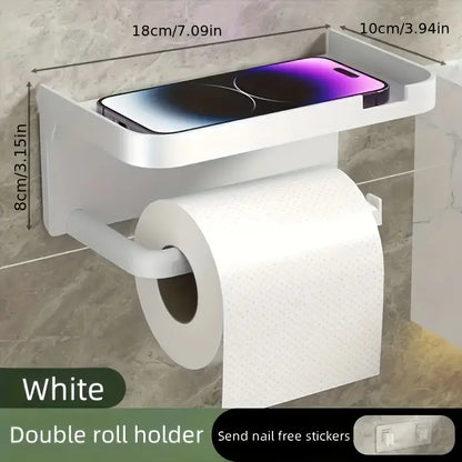 1Pcs Bathroom Toilet Rack/Tissue Rack, Wall-Mounted Toilet Bathroom Toilet Perforated Face Rack, Tissue Holder, Bathroom Accessories