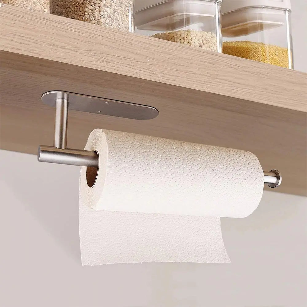 Paper Towel Holder, 1 Count under Cabinet Kitchen Paper Holder, Self-Adhesive/Drilling Towel Holder, Stainless Steel Kitchen Utensil Holder #GLOBAL PICKS