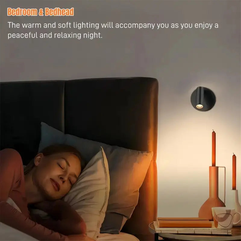 Magnetic Wall-Mount LED Light, Rechargeable Battery-Powered Touch-Control Night Light with Adjustable Brightness, Ideal for Bedroom, Dining Room and Art Display