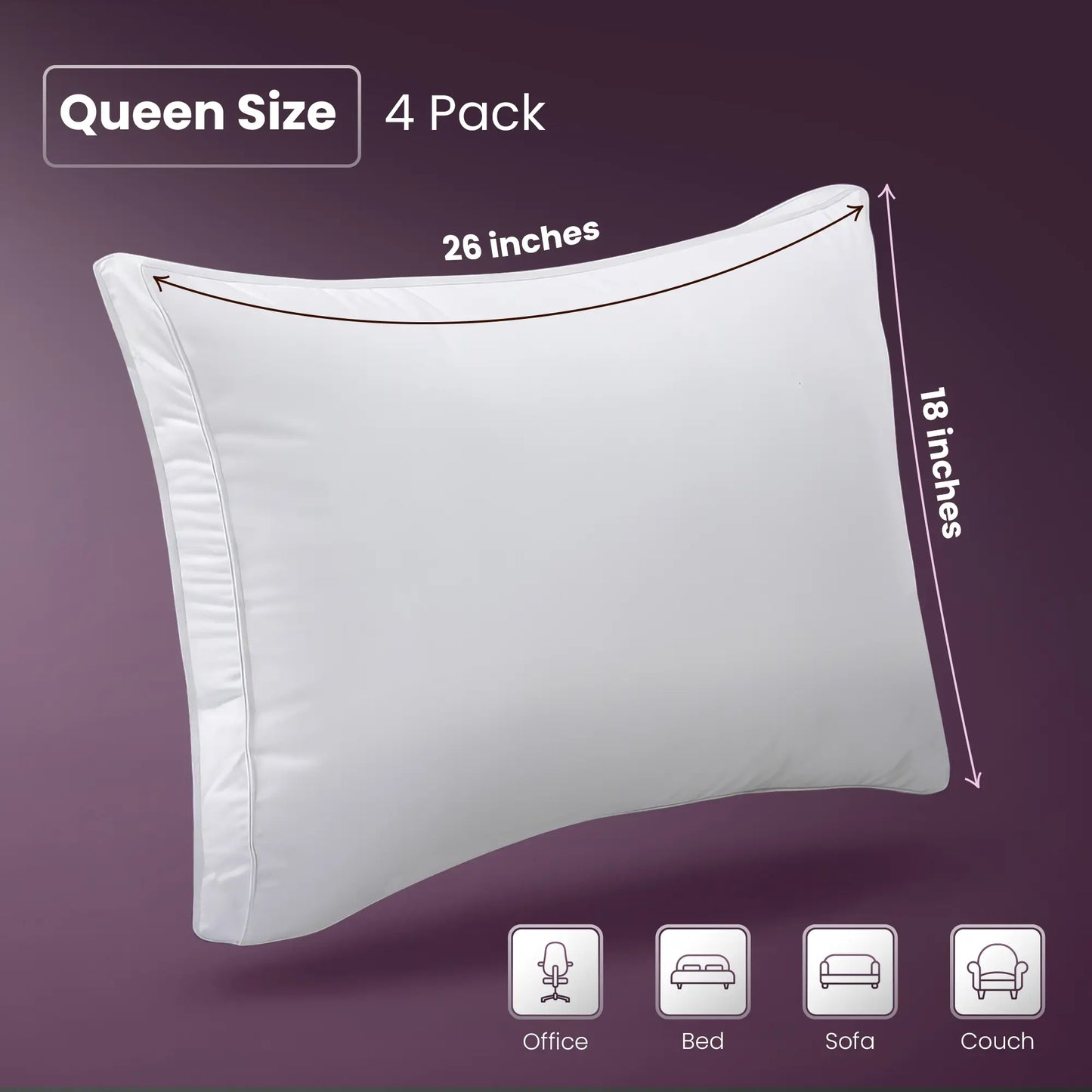 Utopia Bedding Bed Pillows for Sleeping - Set of 4 Gusseted Pillows Set - King, Queen, & Standard Size (White), Bed Accessories, Breathable Pillow Inserts