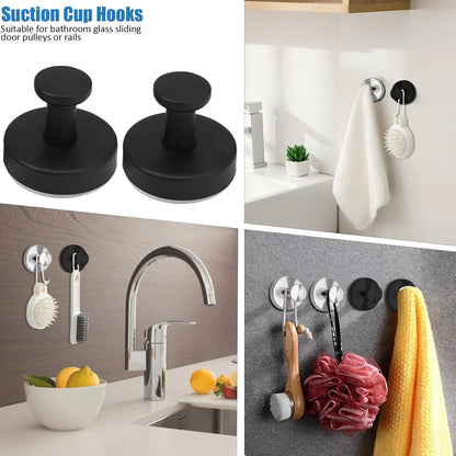 Decerk 2 PCS Suction Cup Hooks Christmas Gift Gadgets Kitchen Home Essentials Suction Hooks Bathroom Accessories Waterproof Reuseable for Shower Bathroom Towel Hooks Shower Hooks Holders Shower Hooks Hanging Towels Loofah Robe