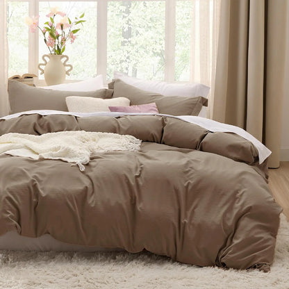 Bedsure Lightweight Soft Duvet Cover - 3 Pieces Prewashed Cotton-Like Polyester Extra Soft Bedding Set, Includes 1 Duvet Cover with Zipper Closure & 2 Pillow Shams, No Comforter