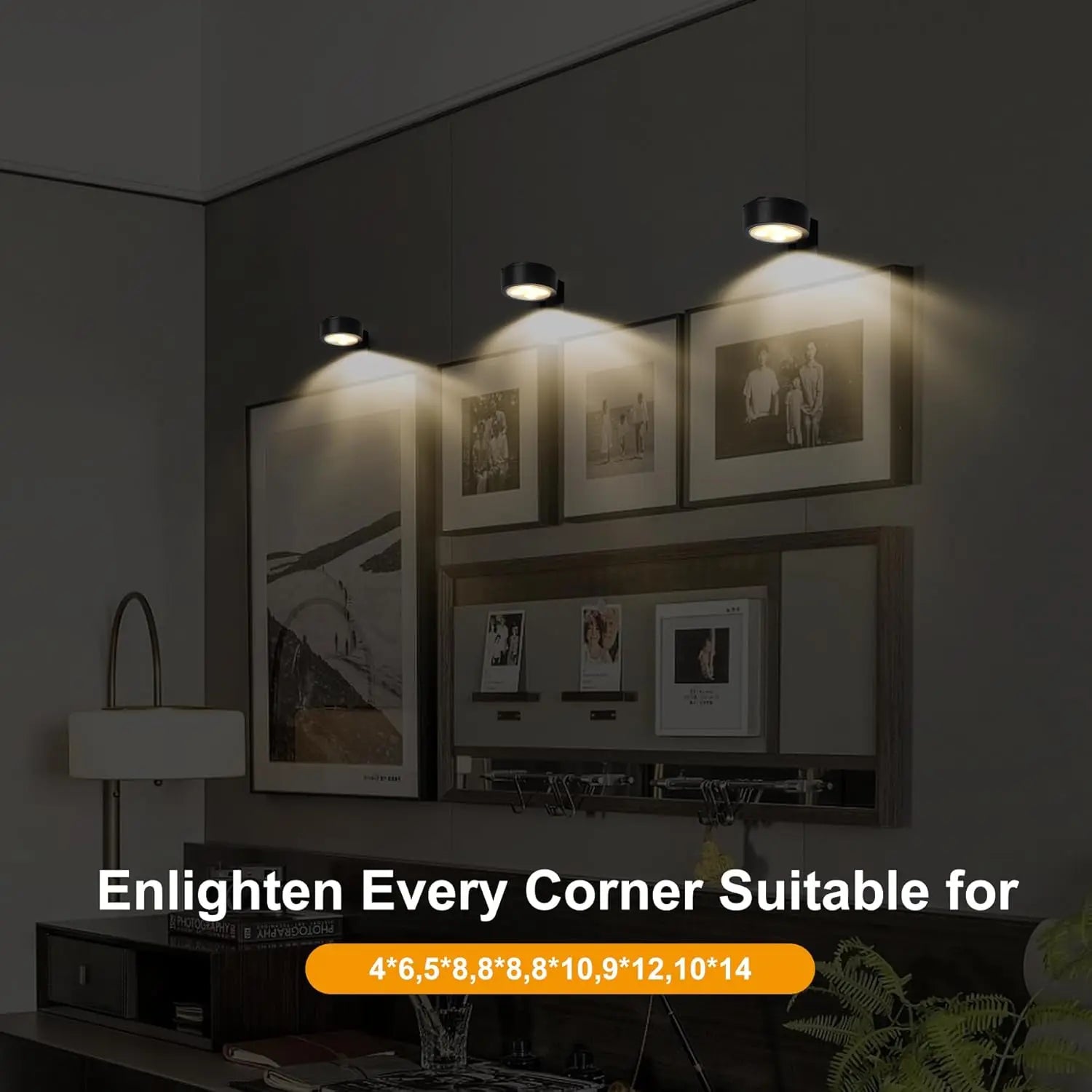 3-Pack 2000Mah Wireless Puck LED Lights - Magnetic, Rechargeable with Remote, Warm Dimmable Picture Frame Lights for Art Frames, Room Decor, Home Accessories, House & Apartment Decor