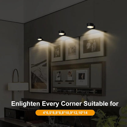 3-Pack 2000Mah Wireless Puck LED Lights - Magnetic, Rechargeable with Remote, Warm Dimmable Picture Frame Lights for Art Frames, Room Decor, Home Accessories, House & Apartment Decor