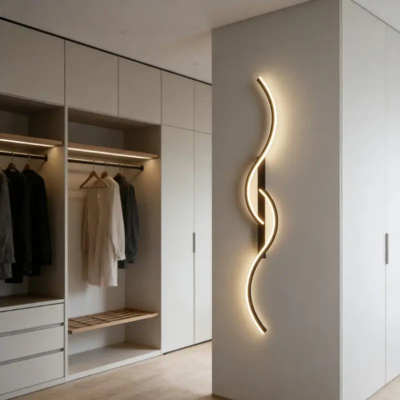 Modern LED Wall Lamp with Wire Control, S-Type Design for Home Decor, Warm Light, Ambient Lighting, Led Mood Light, Suitable for TV Background, Headboard, Corridor, Decorative Wall Light