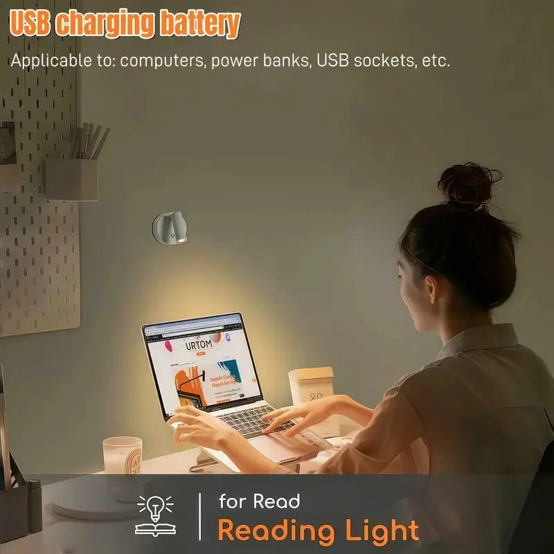 Magnetic Wall-Mount LED Light, Rechargeable Battery-Powered Touch-Control Night Light with Adjustable Brightness, Ideal for Bedroom, Dining Room and Art Display