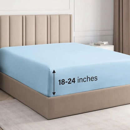 CGK Deep Pocket Fitted Sheet ONLY – Ultra-Soft Microfiber, Wrinkle-Free, Fits up to 24" Mattress (SINGLE SHEET) Soft Comfy Bedding