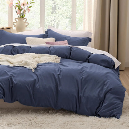 Bedsure Lightweight Soft Duvet Cover - 3 Pieces Prewashed Cotton-Like Polyester Extra Soft Bedding Set, Includes 1 Duvet Cover with Zipper Closure & 2 Pillow Shams, No Comforter