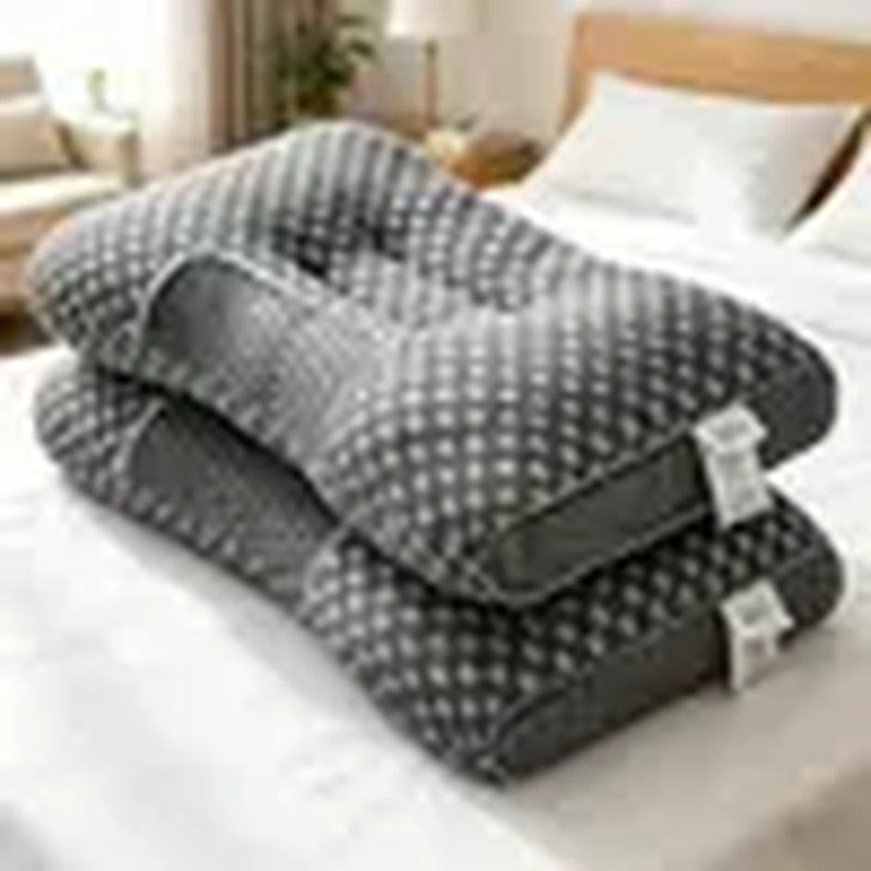 【Weekly Deals】Ufist 2-Pack Ergonomic Neck Low Pillows -Breathable Fabric for Cervical Support, Promotes Deepsleep & Pressure Relief, Ideal for Back and Side Sleeping Positions