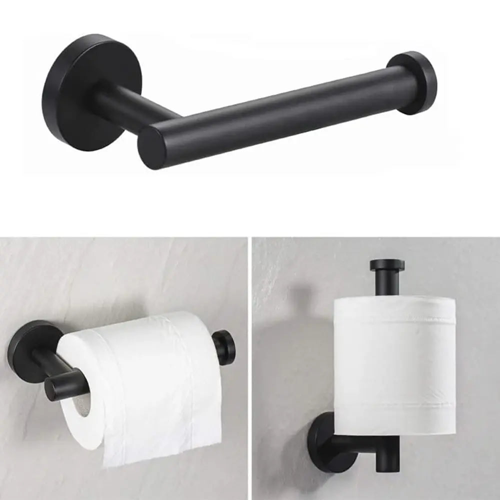 10-Piece Matte Black Stainless Steel Bathroom Hardware Set Includes 2PCS 15.7'' Towel Bars 4PCS Towel Hooks 2PCS Toilet Paper Holder & 2PCS Towel Rings for Modern Bathrooms
