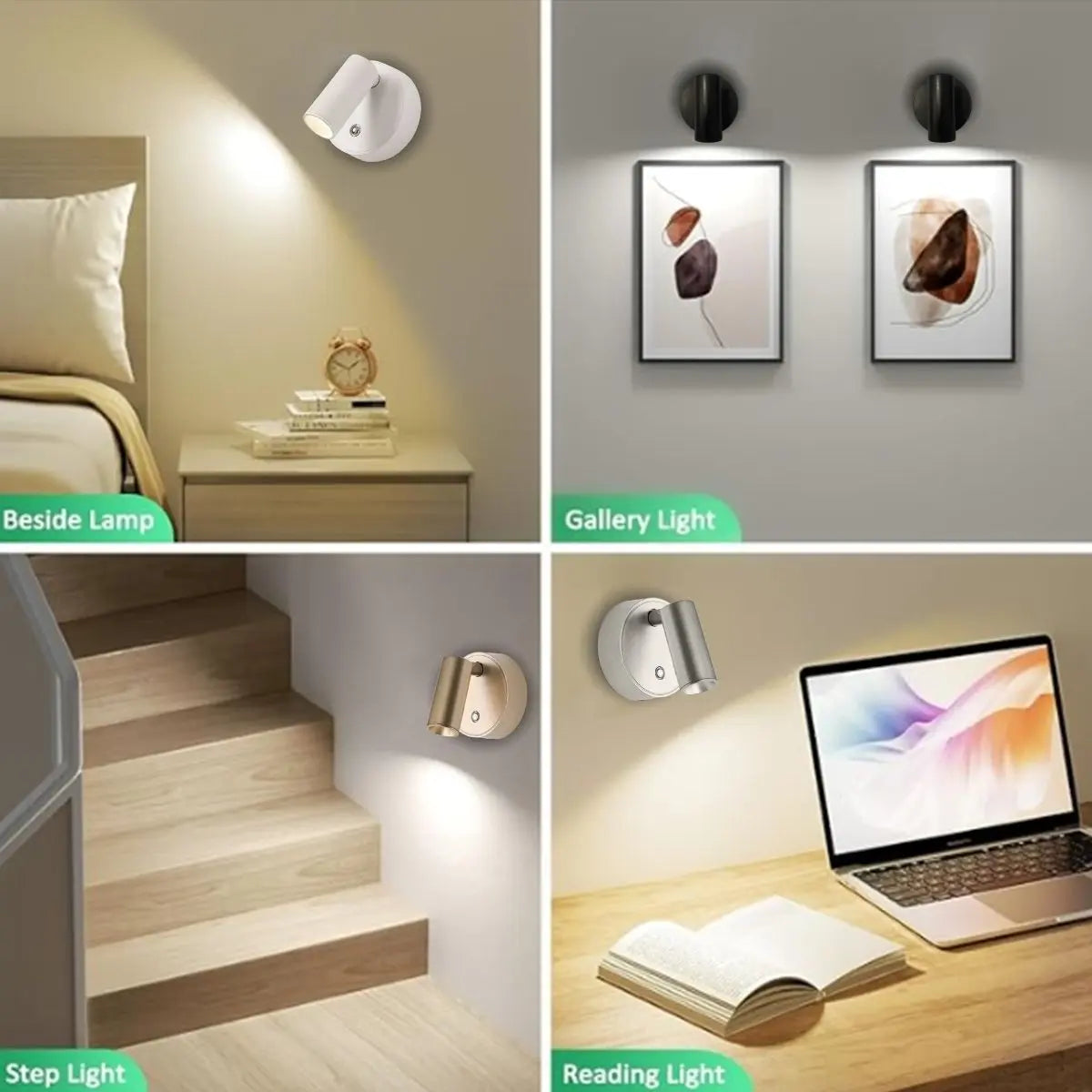 Magnetic Wall-Mount LED Light, Rechargeable Battery-Powered Touch-Control Night Light with Adjustable Brightness, Ideal for Bedroom, Dining Room and Art Display